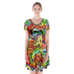 Pattern-21 Short Sleeve V-neck Flare Dress by ArtworkByPatrick