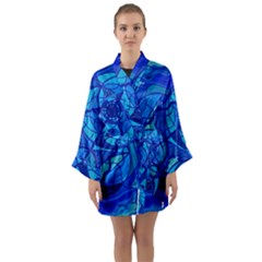 Arcturian Calming Grid - Long Sleeve Kimono Robe by tealswan