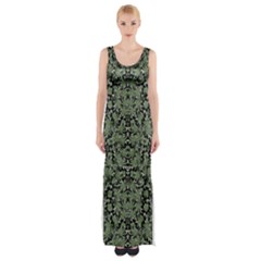 Camouflage Ornate Pattern Maxi Thigh Split Dress by dflcprints