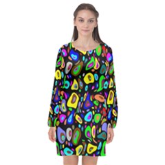 ARTWORK BY PATRICK-Pattern-30 Long Sleeve Chiffon Shift Dress 