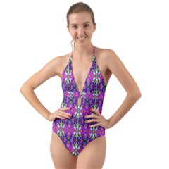 Pattern-32 Halter Cut-out One Piece Swimsuit