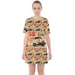 55 Chevy Sixties Short Sleeve Mini Dress by ArtworkByPatrick