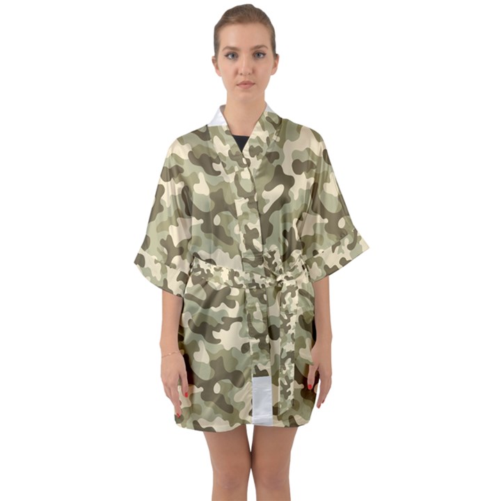 Camouflage 03 Quarter Sleeve Kimono Robe