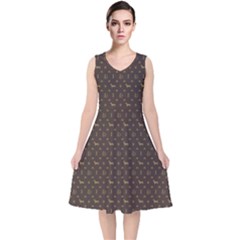 Louis Dachshund  Luxury Dog Attire V-neck Midi Sleeveless Dress 