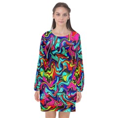 Pattern-34 Long Sleeve Chiffon Shift Dress 