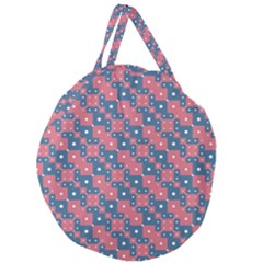 Squares And Circles Motif Geometric Pattern Giant Round Zipper Tote by dflcprints
