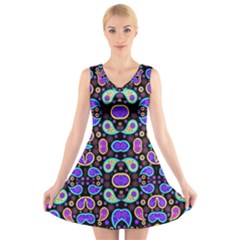 Colorful-5 V-neck Sleeveless Skater Dress by ArtworkByPatrick