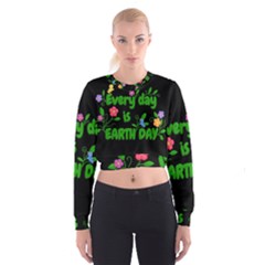 Earth Day Cropped Sweatshirt by Valentinaart