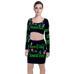 Earth Day Long Sleeve Crop Top & Bodycon Skirt Set by Valentinaart