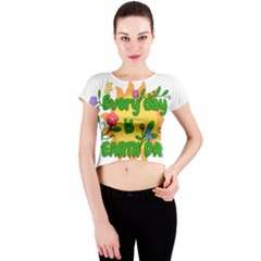 Earth Day Crew Neck Crop Top by Valentinaart