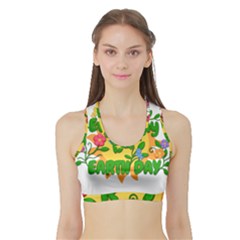 Earth Day Sports Bra With Border by Valentinaart