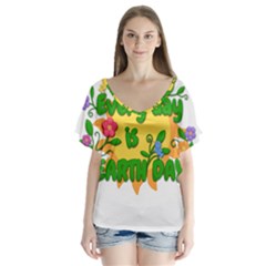 Earth Day V-neck Flutter Sleeve Top by Valentinaart