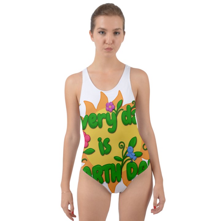 Earth Day Cut-Out Back One Piece Swimsuit