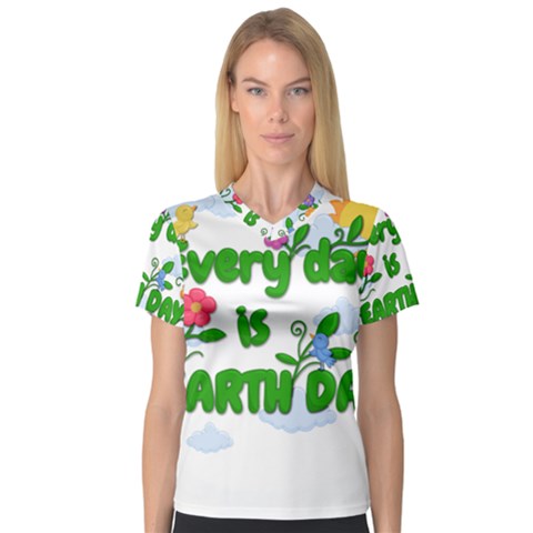 Earth Day V-neck Sport Mesh Tee by Valentinaart
