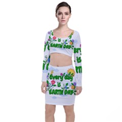 Earth Day Long Sleeve Crop Top & Bodycon Skirt Set by Valentinaart