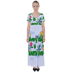 Earth Day High Waist Short Sleeve Maxi Dress by Valentinaart