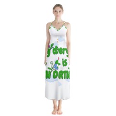 Earth Day Button Up Chiffon Maxi Dress by Valentinaart