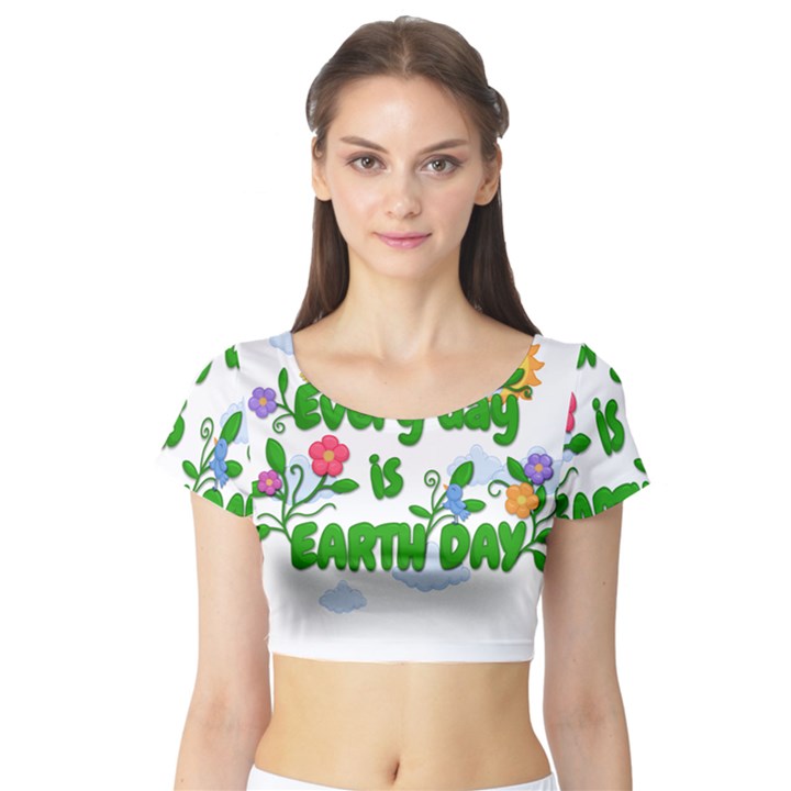 Earth day Short Sleeve Crop Top