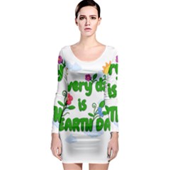 Earth Day Long Sleeve Bodycon Dress by Valentinaart