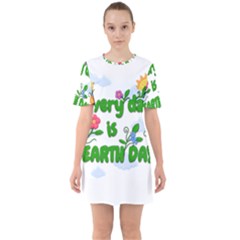 Earth Day Sixties Short Sleeve Mini Dress by Valentinaart