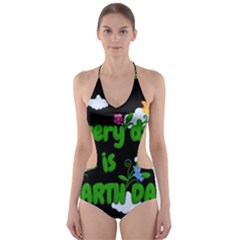 Earth Day Cut-out One Piece Swimsuit