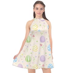 Easter Pattern Halter Neckline Chiffon Dress  by Valentinaart