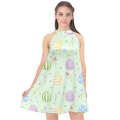 Easter Pattern Halter Neckline Chiffon Dress  by Valentinaart