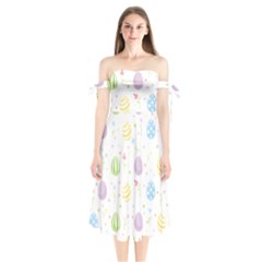 Easter Pattern Shoulder Tie Bardot Midi Dress by Valentinaart