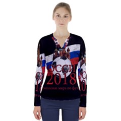 Russia Football World Cup V-neck Long Sleeve Top by Valentinaart