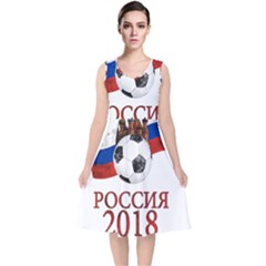 Russia Football World Cup V-neck Midi Sleeveless Dress  by Valentinaart