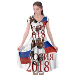 Russia Football World Cup Cap Sleeve Wrap Front Dress