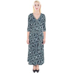 Modern Oriental Ornate Pattern Quarter Sleeve Wrap Maxi Dress by dflcprints