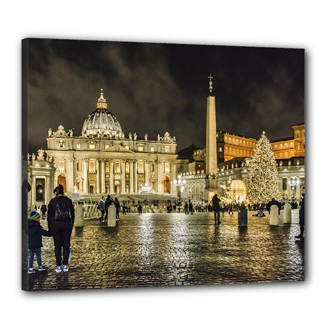 Saint Peters Basilica Winter Night Scene, Rome, Italy Canvas 24  X 20  by dflcprints