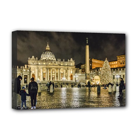 Saint Peters Basilica Winter Night Scene, Rome, Italy Deluxe Canvas 18  X 12   by dflcprints