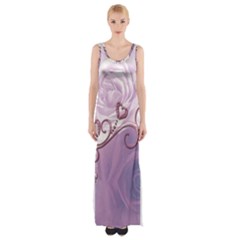 Wonderful Soft Violet Roses With Hearts Maxi Thigh Split Dress by FantasyWorld7