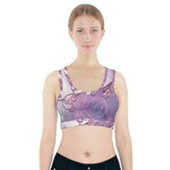 Wonderful Soft Violet Roses With Hearts Sports Bra With Pocket by FantasyWorld7