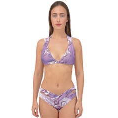 Wonderful Soft Violet Roses With Hearts Double Strap Halter Bikini Set by FantasyWorld7