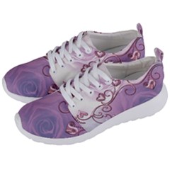 Wonderful Soft Violet Roses With Hearts Men s Lightweight Sports Shoes by FantasyWorld7