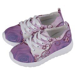 Wonderful Soft Violet Roses With Hearts Kids  Lightweight Sports Shoes by FantasyWorld7