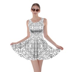 Black And White Ethnic Geometric Pattern Skater Dress by dflcprints