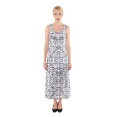 Black And White Ethnic Geometric Pattern Sleeveless Maxi Dress by dflcprints