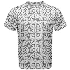 Black And White Ethnic Geometric Pattern Men s Cotton Tee by dflcprints