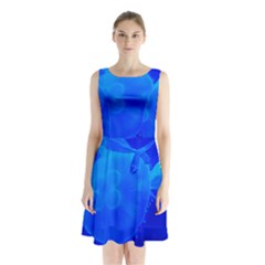 Blue Jellyfish 1 Sleeveless Waist Tie Chiffon Dress by trendistuff