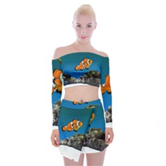 CLOWNFISH 1 Off Shoulder Top with Mini Skirt Set