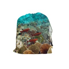 CORAL GARDEN 1 Drawstring Pouches (Large) 