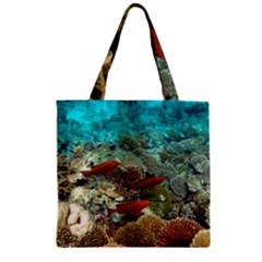 CORAL GARDEN 1 Zipper Grocery Tote Bag