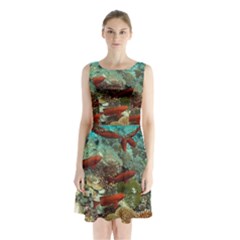 Coral Garden 1 Sleeveless Waist Tie Chiffon Dress by trendistuff