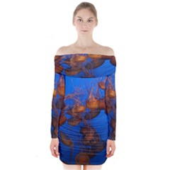 Jellyfish Aquarium Long Sleeve Off Shoulder Dress by trendistuff