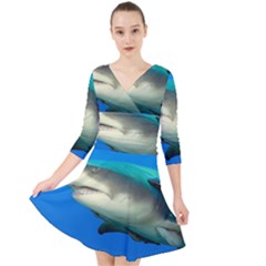 Lemon Shark Quarter Sleeve Front Wrap Dress by trendistuff