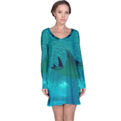 Manta Ray 1 Long Sleeve Nightdress by trendistuff